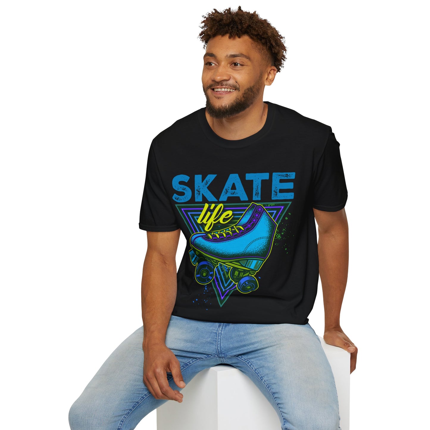 Columbus, OH - "Skate Life" - Roller Skate Graphic T-Shirt (Blue Graphic)