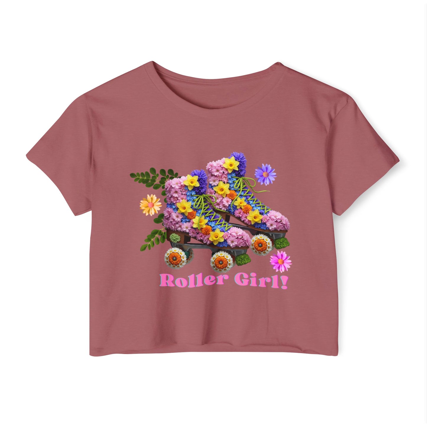 Women's Crop Top Roller Skating T-Shirt – Roller Girl - Vintage Skate Rink Gift Shirt