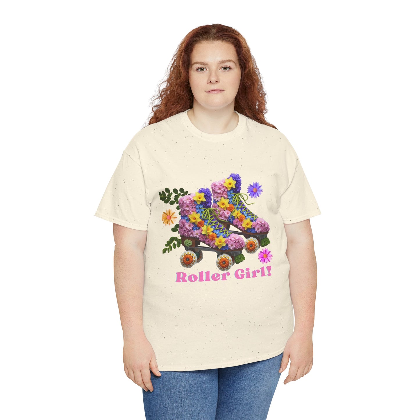 Roller Girl Floral Skate T-Shirt - Adult Roller Skate Graphic T-Shirt – 100% Cotton