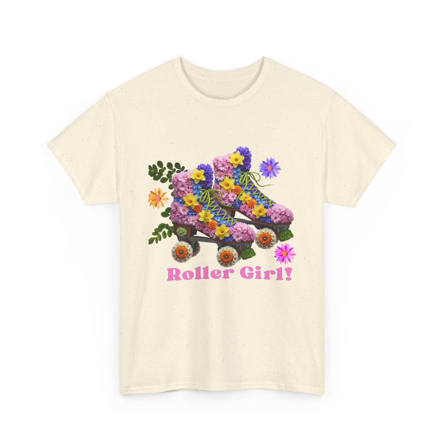 Roller Girl Floral Skate T-Shirt - Adult Roller Skate Graphic T-Shirt – 100% Cotton