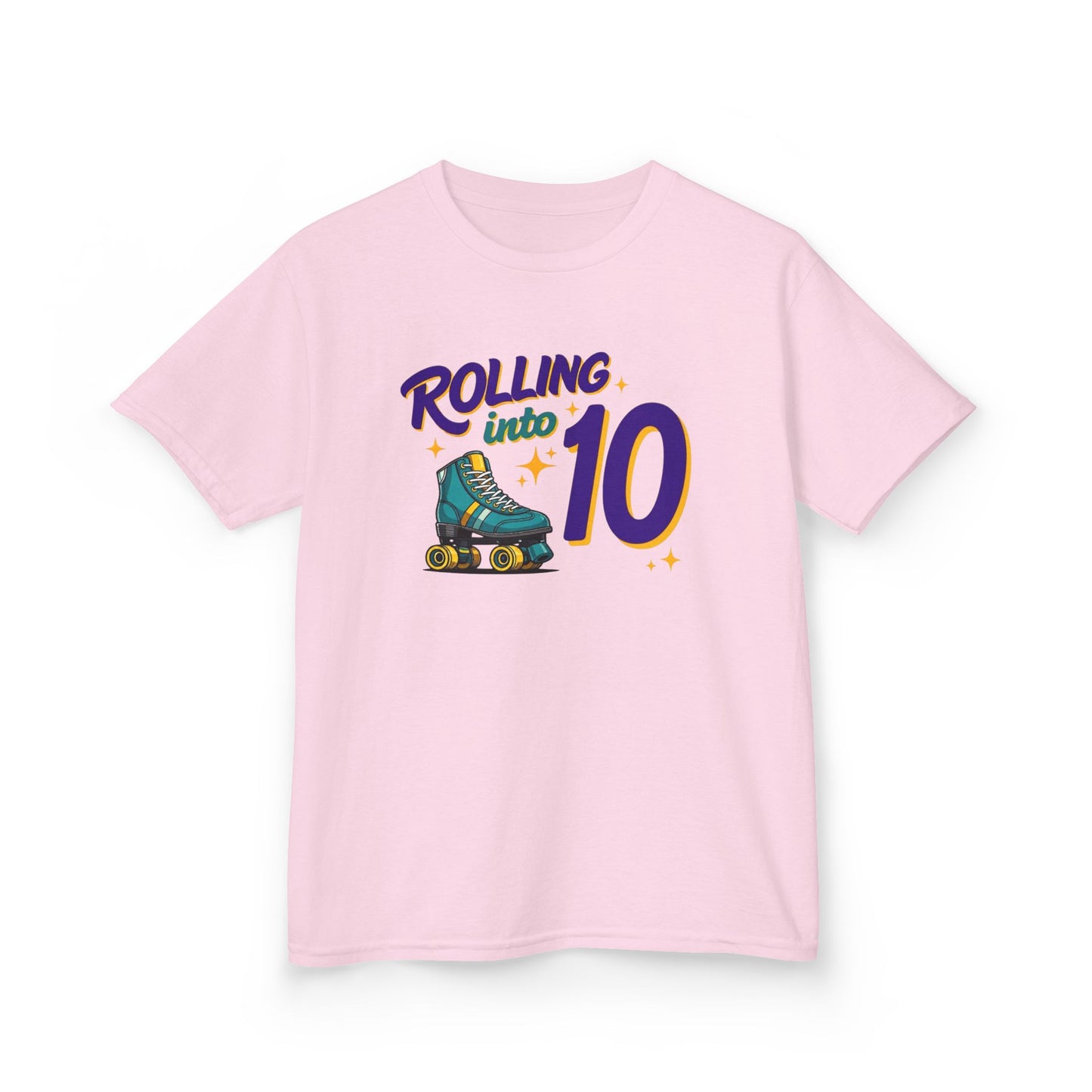 Kid's "Rolling Into 10" Birthday T-Shirt for 10 Year Old Child, Roller Skating Tee