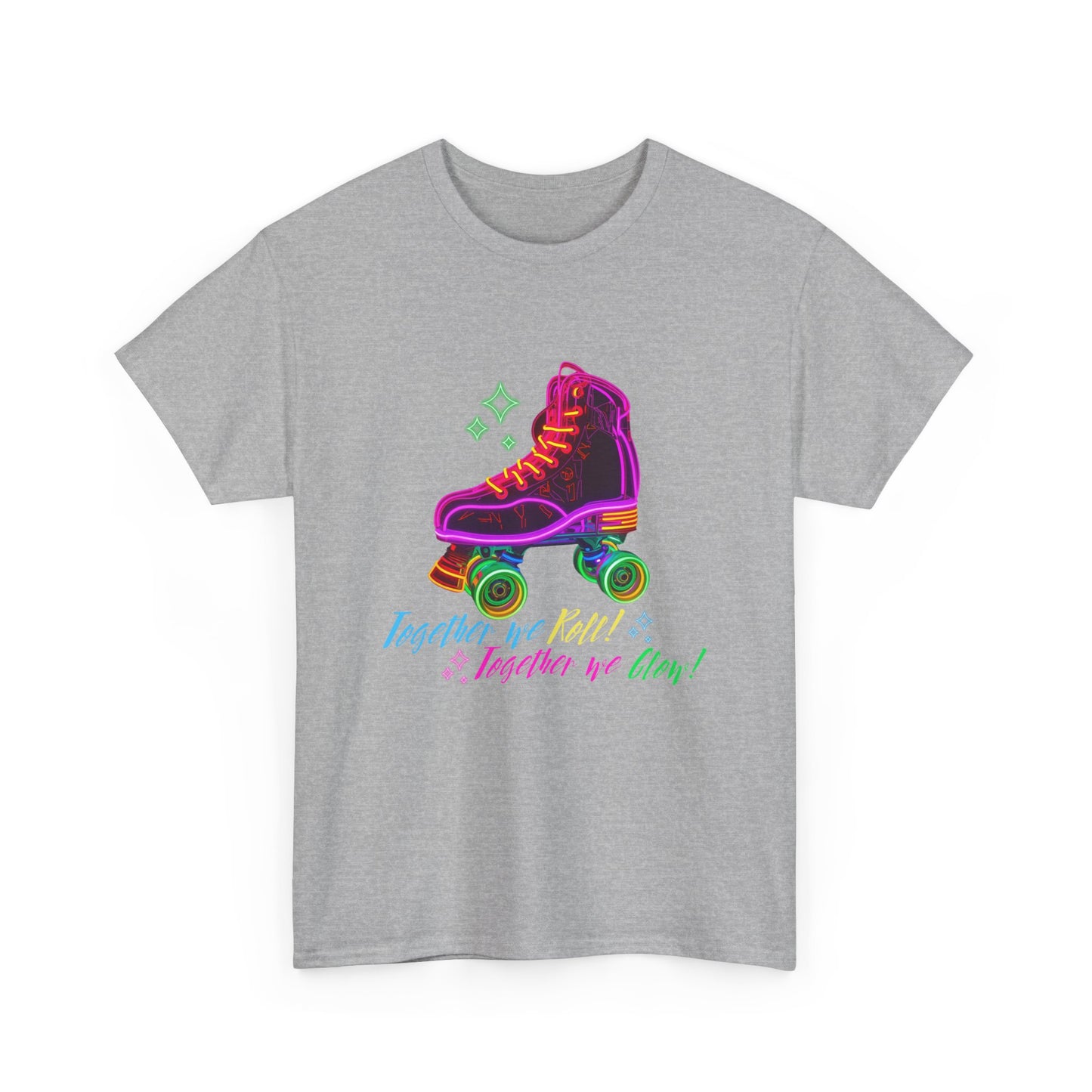 Adult Roller Skating T-Shirt "Together We Roll, Together We Glow" Retro Neon Tee