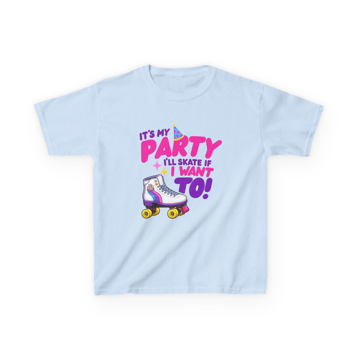 Girl's  Birthday Roller Skating T-Shirt - It's My Party I'll Skate If I Want To - Shirt for Kids