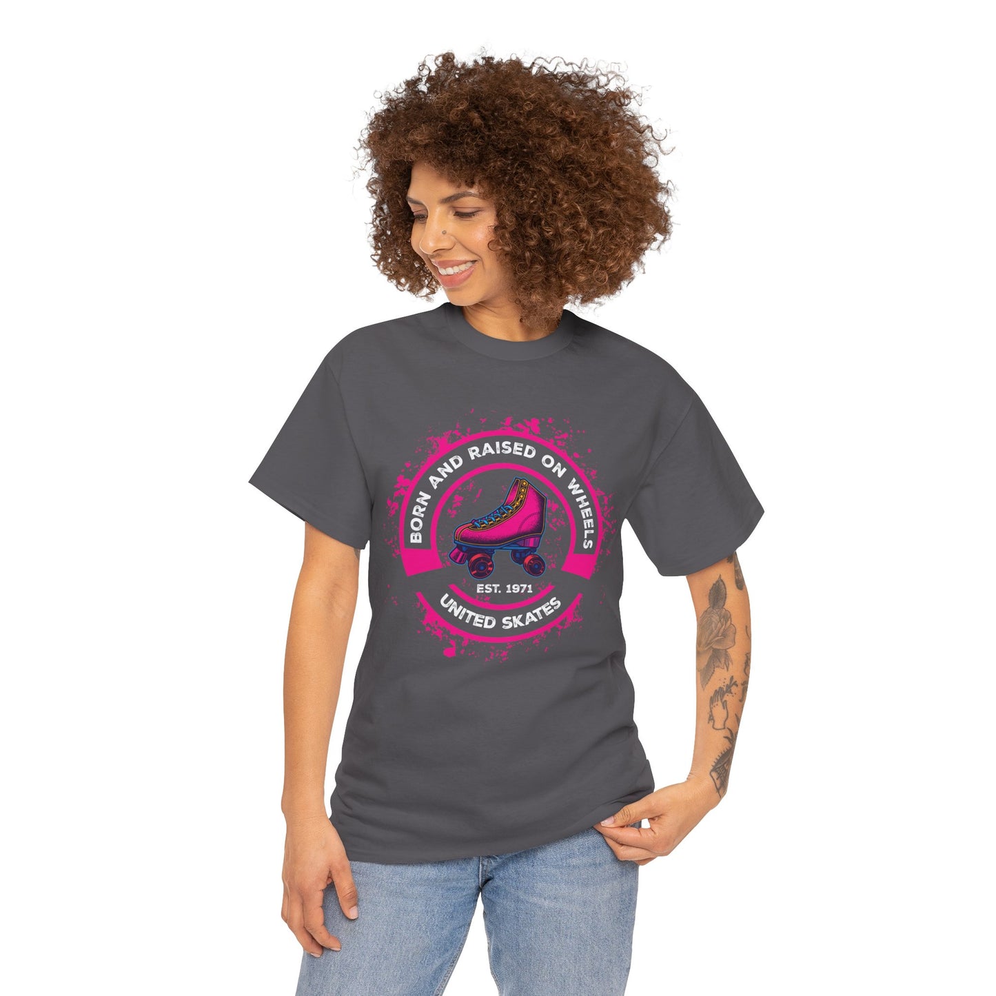 Adult "Born & Raised on Wheels" Roller Skating T-Shirt