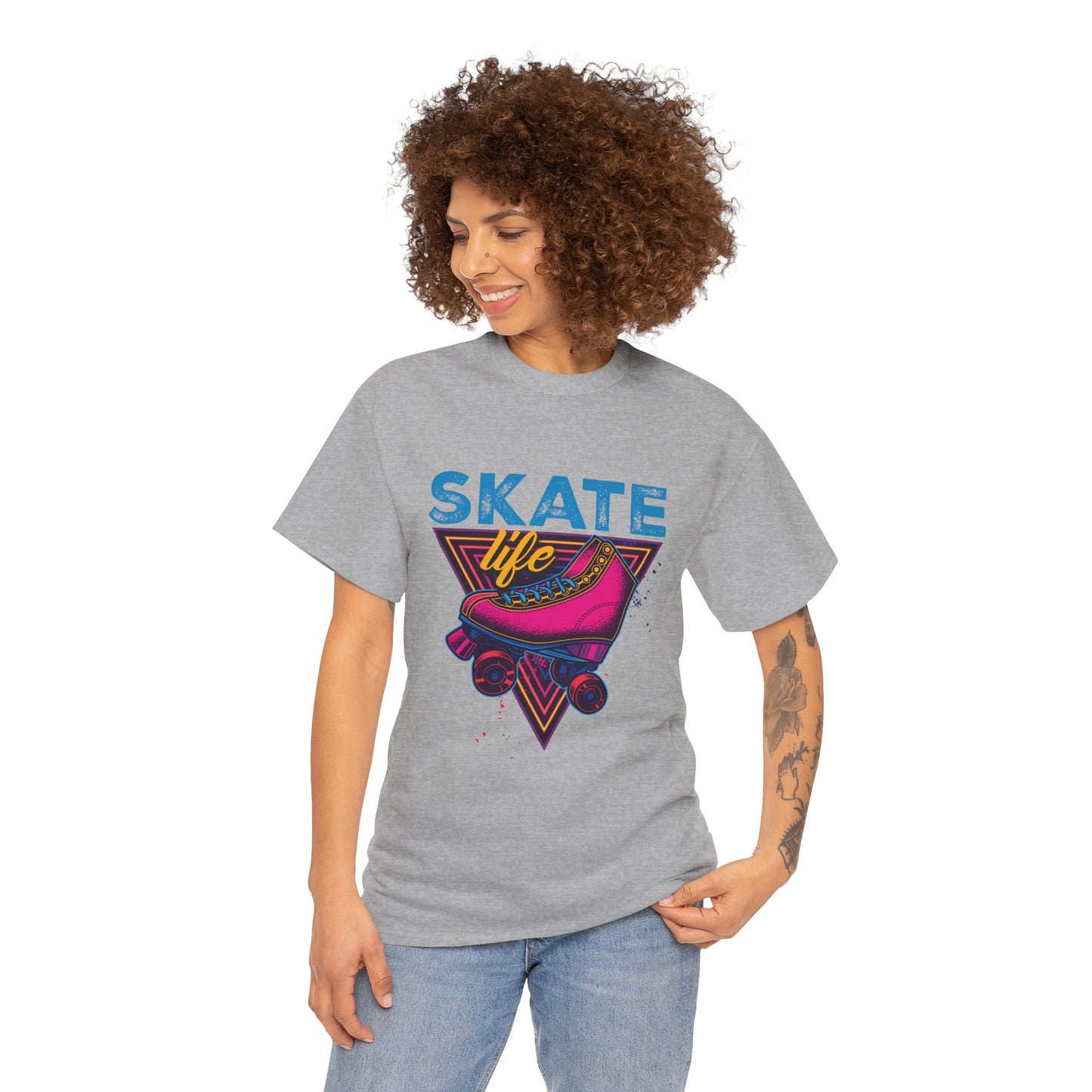 Adult Roller Skating T-Shirt - "Skate Life" - Pink Graphic