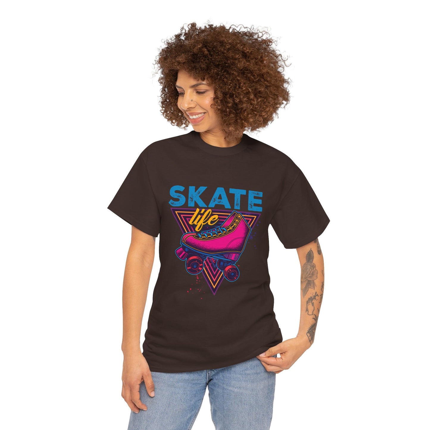 Adult Roller Skating T-Shirt - "Skate Life" - Pink Graphic