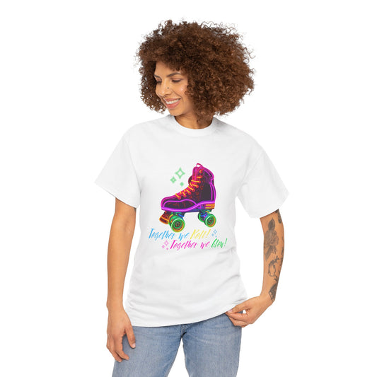 Adult Roller Skating T-Shirt "Together We Roll, Together We Glow" Retro Neon Tee