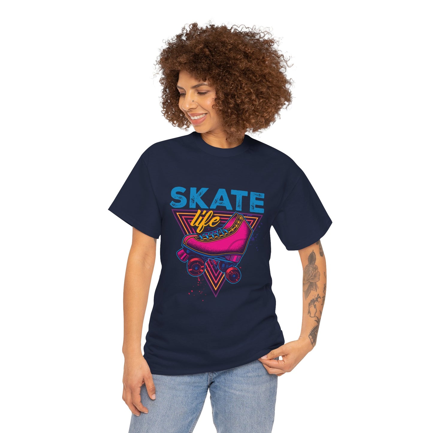 Adult Roller Skating T-Shirt - "Skate Life" - Pink Graphic