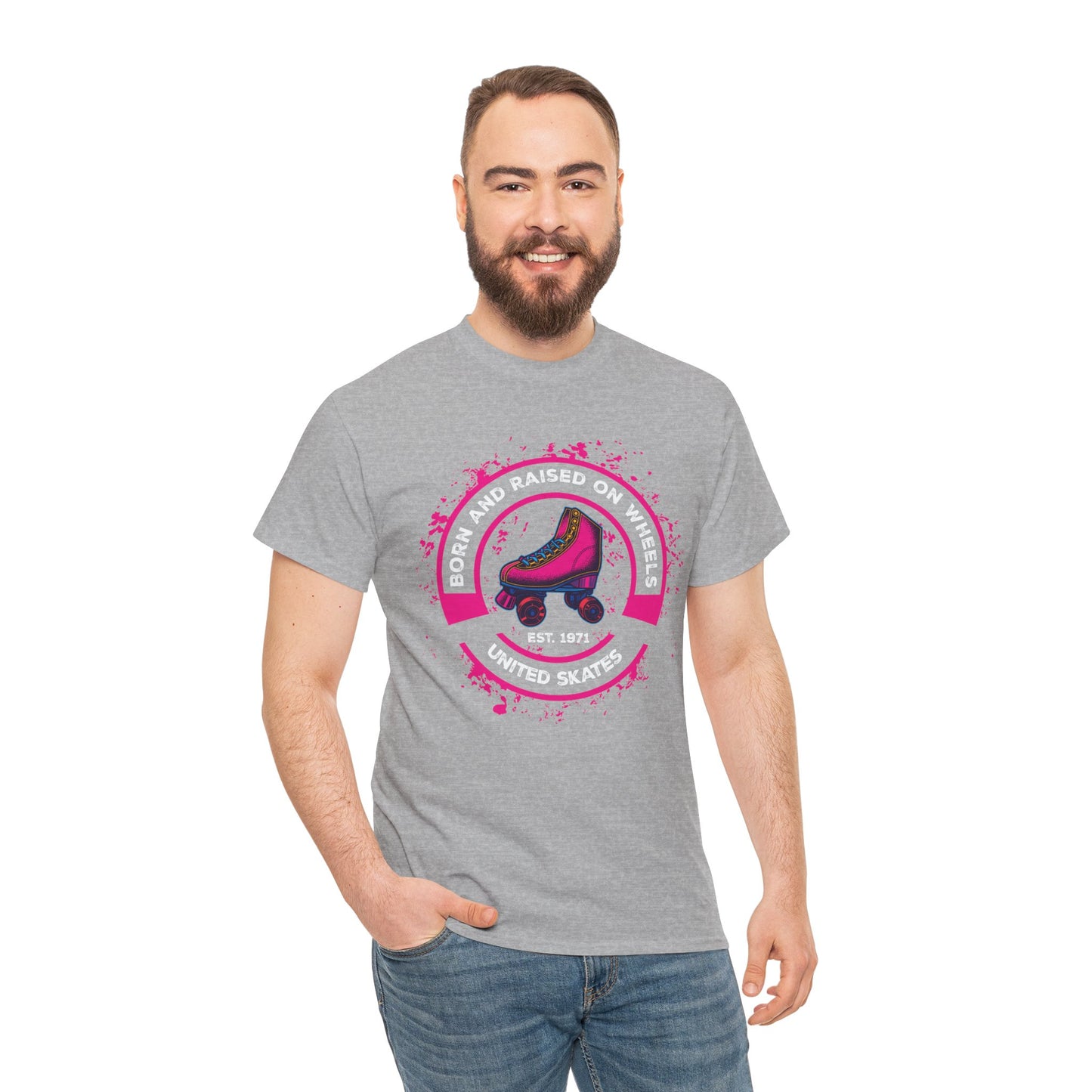 Adult "Born & Raised on Wheels" Roller Skating T-Shirt