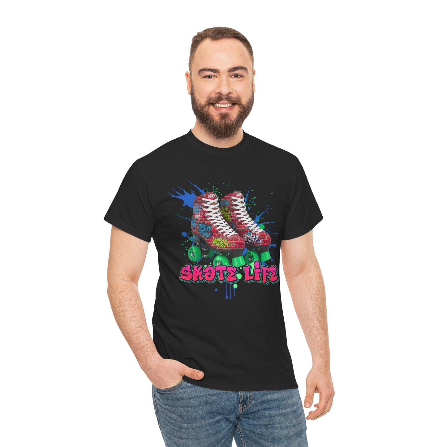 Adult Retro Roller Skating T-Shirt - Skate Life - Graffiti Style Graphic Tee for Skaters