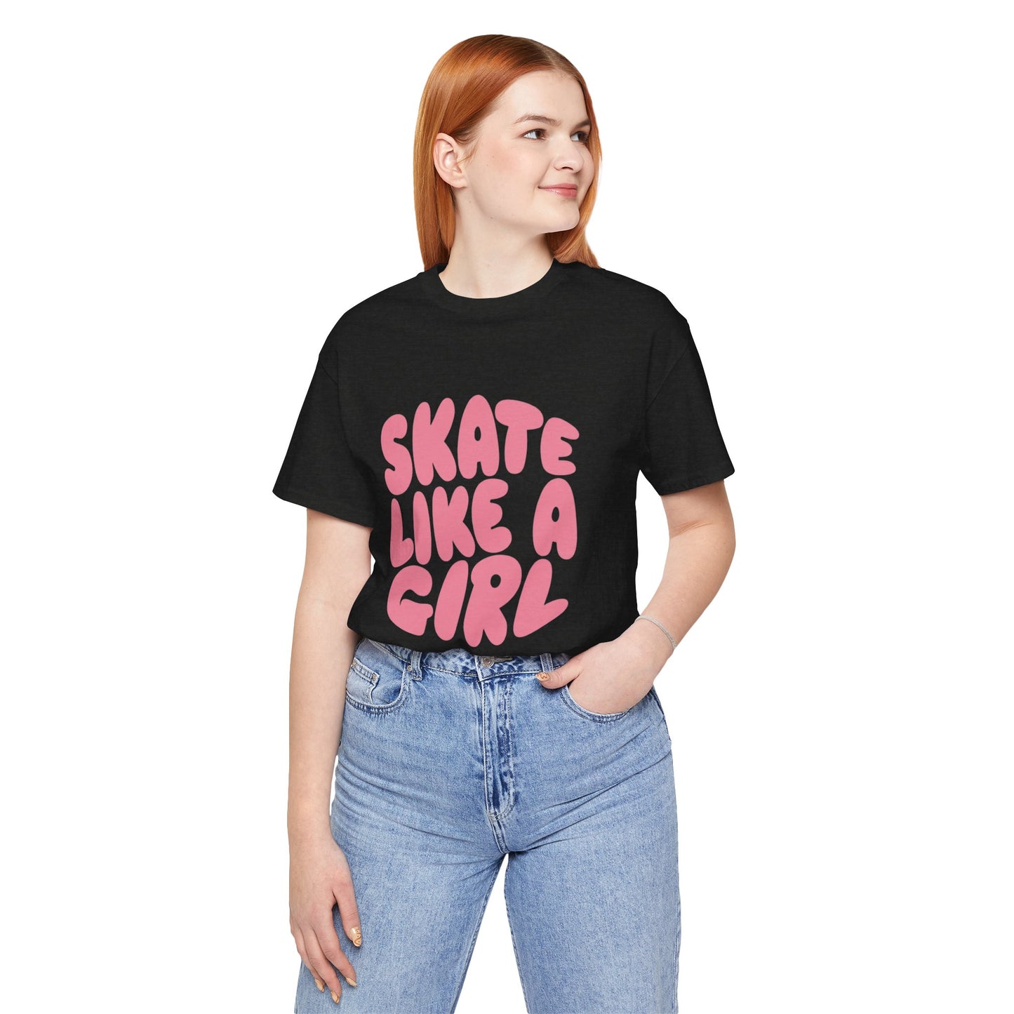 Women's "Skate Like A Girl" Roller Skate Graphic Cotton T-Shirt