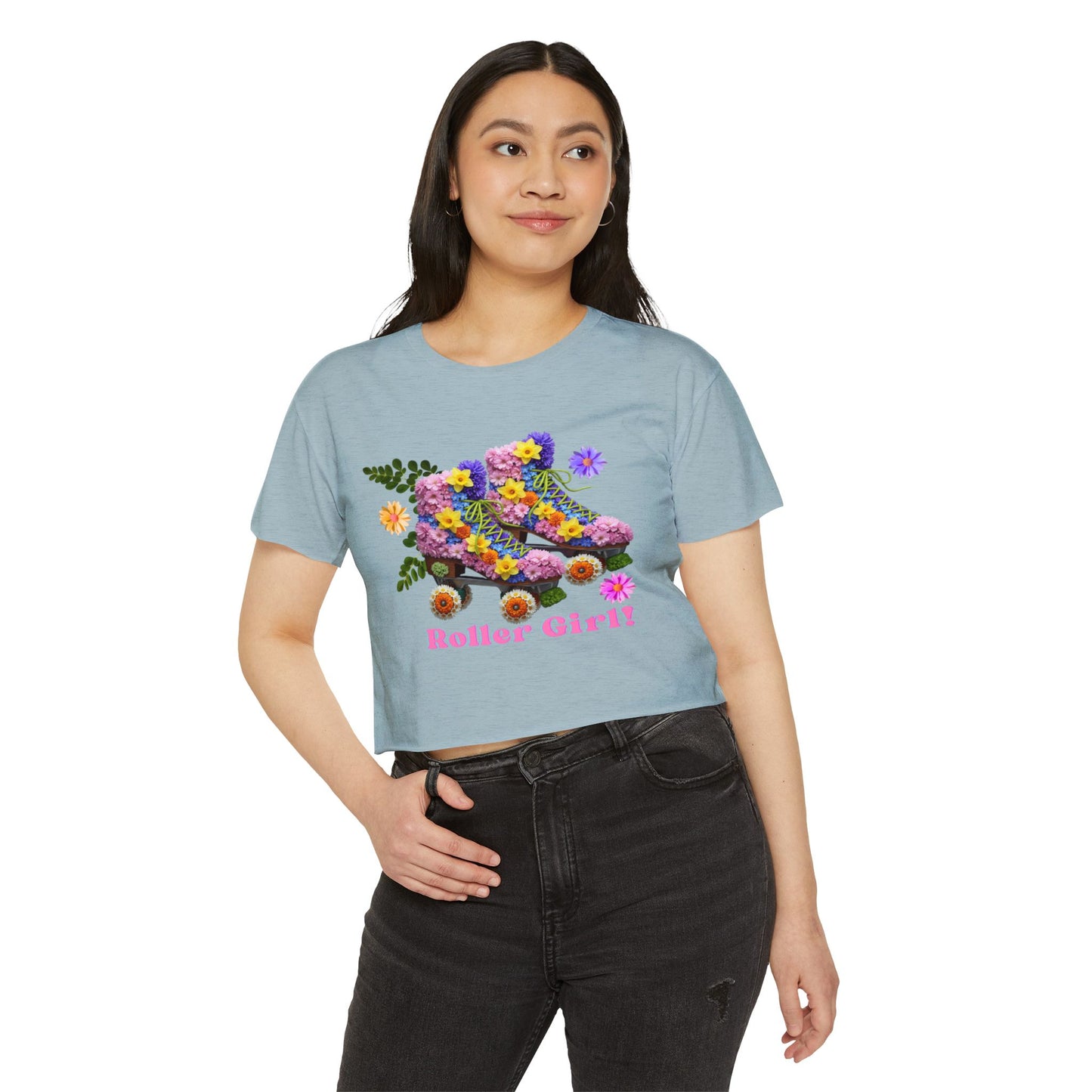 Women's Crop Top Roller Skating T-Shirt – Roller Girl - Vintage Skate Rink Gift Shirt