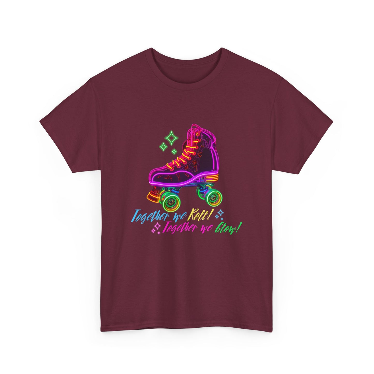 Adult Roller Skating T-Shirt "Together We Roll, Together We Glow" Retro Neon Tee