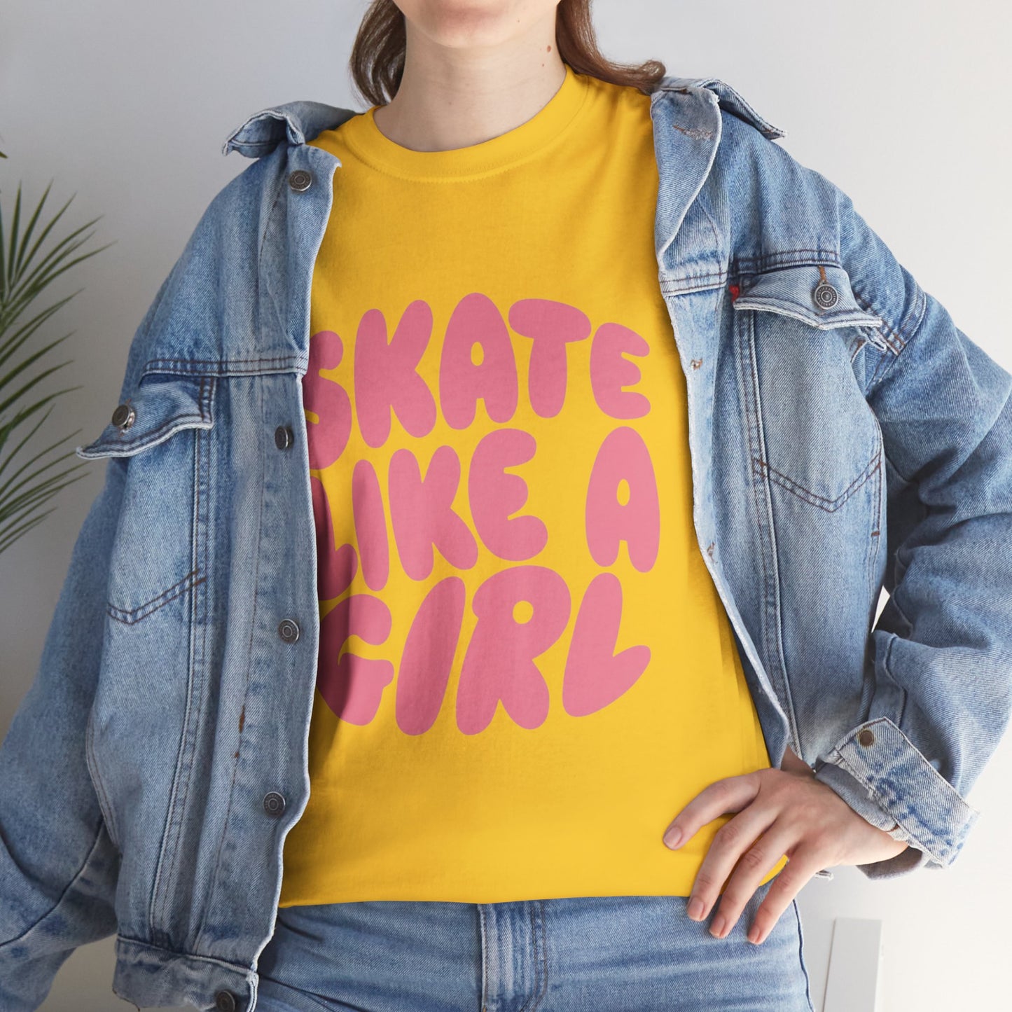 Women's Roller Skating T-Shirt - Skate Like A Girl - Bubble Letter Tee for Skaters