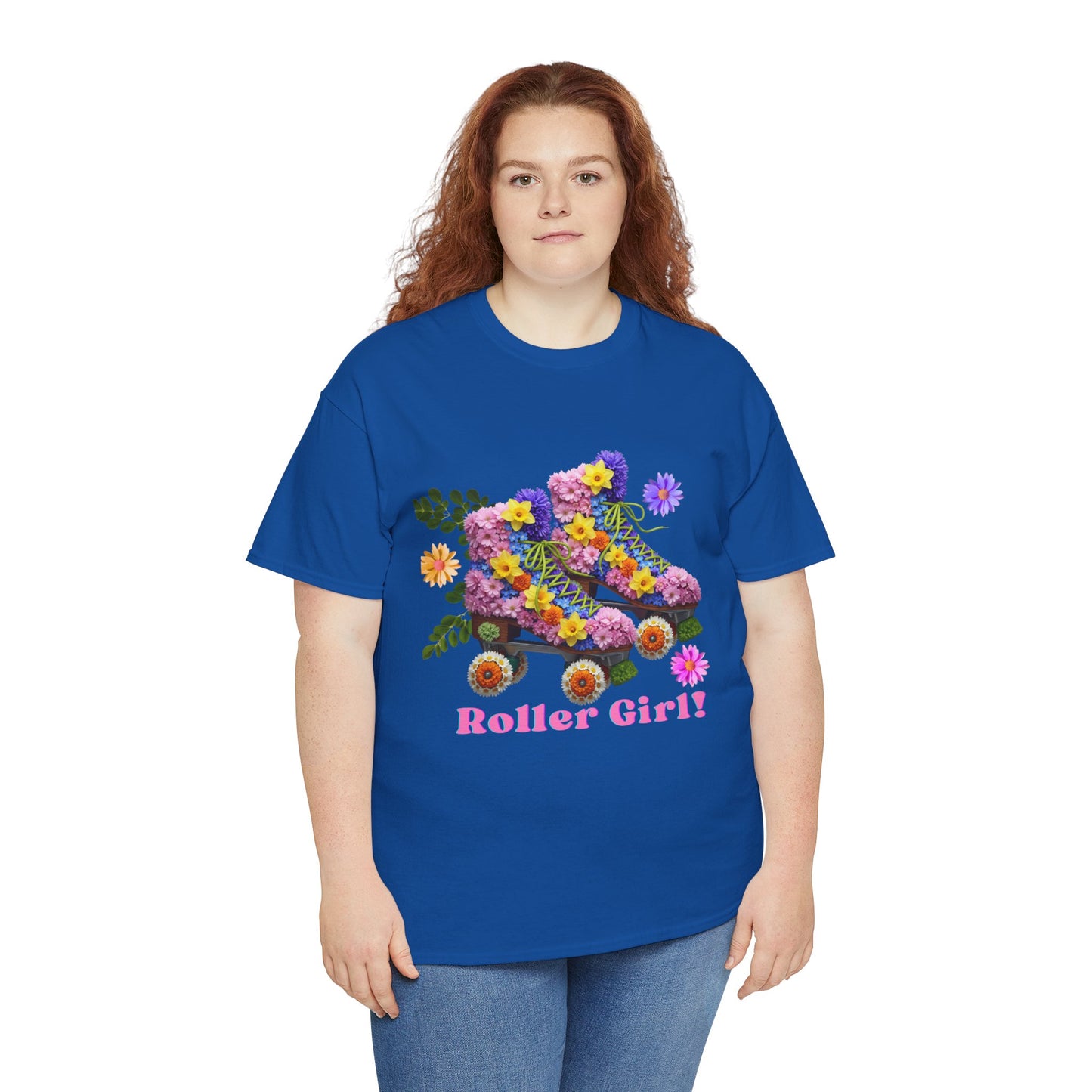Roller Girl Floral Skate T-Shirt - Adult Roller Skate Graphic T-Shirt – 100% Cotton