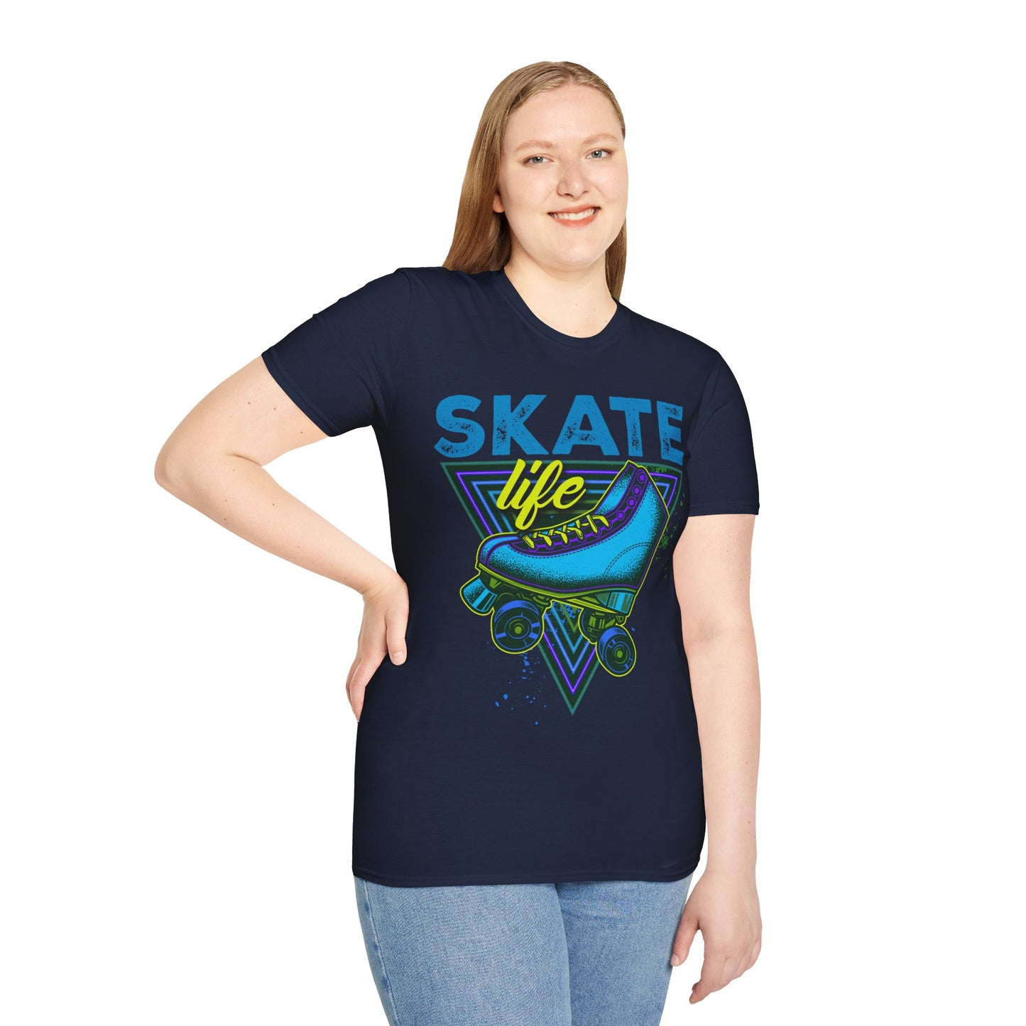 Tampa FL - Adult "Skate Life" Roller Skater T-Shirt (Blue Graphic)