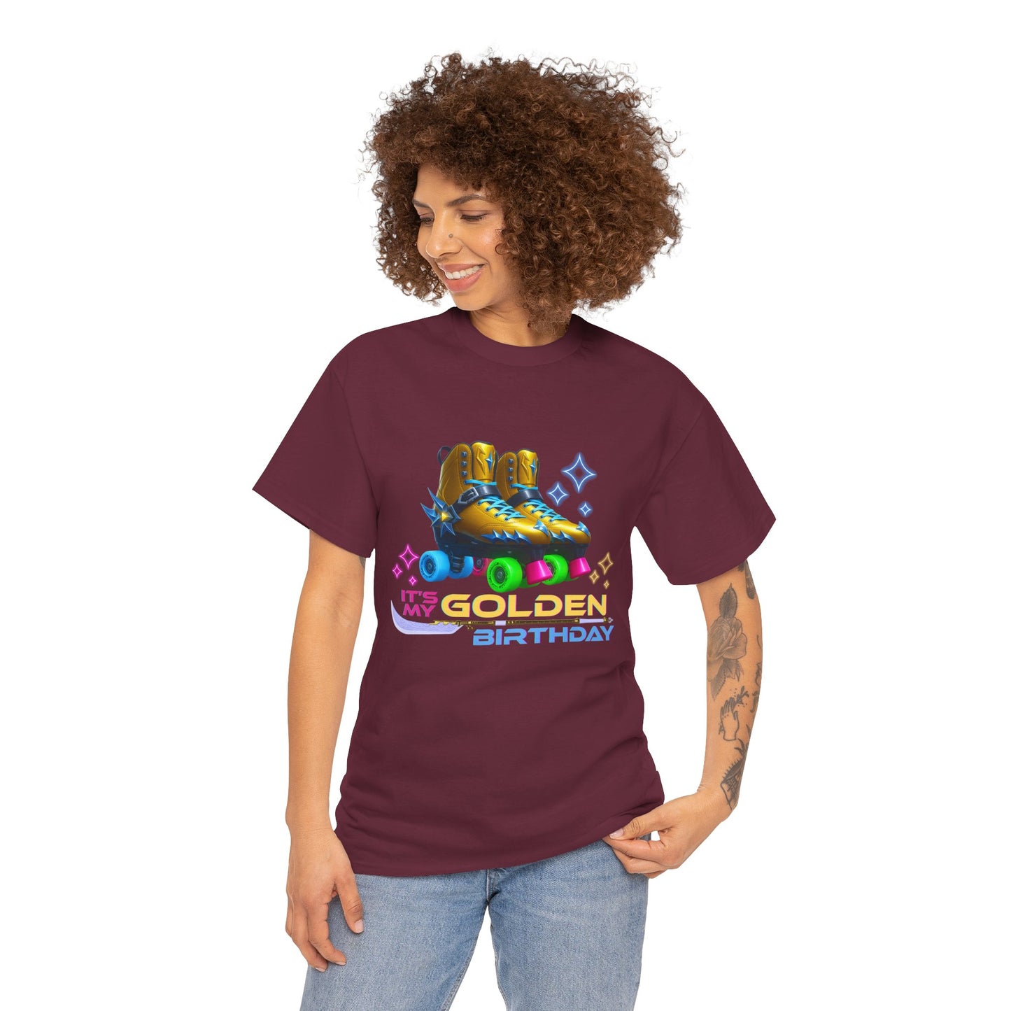 It's My Golden Birthday  - Adult and Teens Roller Skate Graphic T-Shirt – 100% Cotton, Female