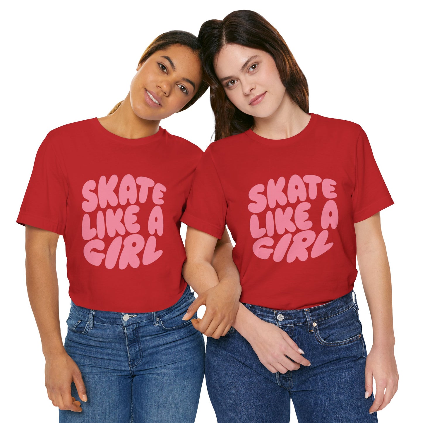 Women's "Skate Like A Girl" Roller Skate Graphic Cotton T-Shirt