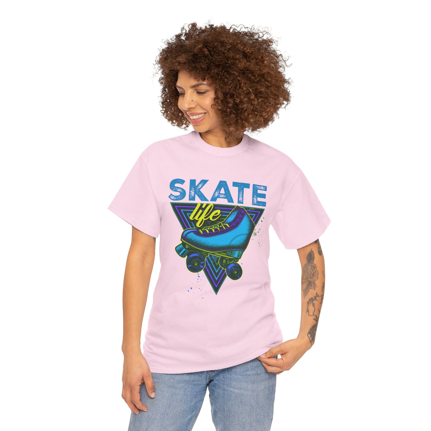Jackson, NJ - Adult "Skate Life" Roller Skater T-Shirt (Blue Graphic)