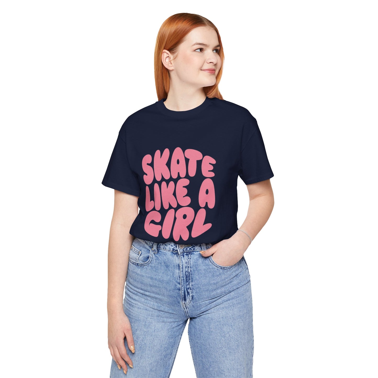 Women's "Skate Like A Girl" Roller Skate Graphic Cotton T-Shirt