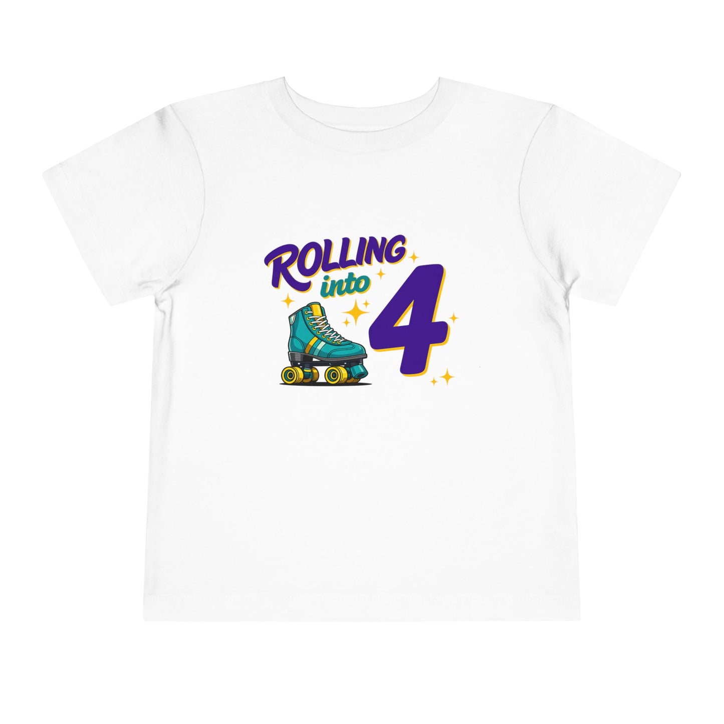 Kid's "Rolling Into 4" Birthday T-Shirt for 4 Year Old Child, Roller Skating Tee