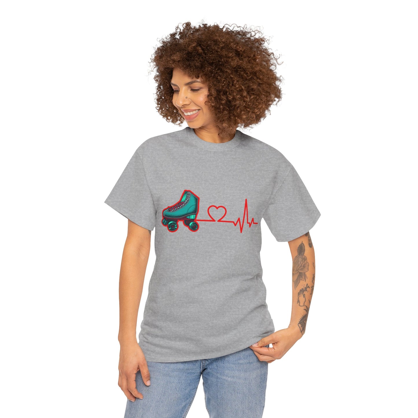 Adult Roller Skating T-Shirt - Heartbeat of Roller Skating - Rink Life Tee