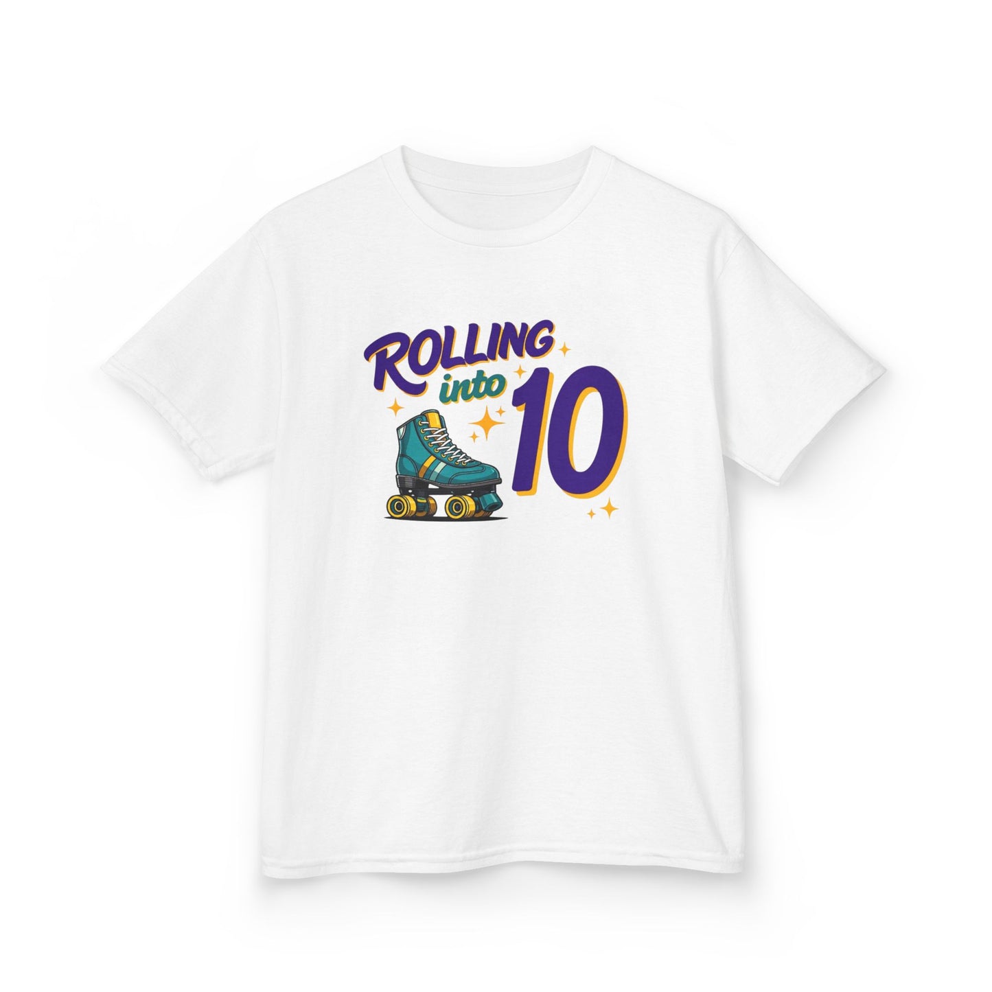 Kid's "Rolling Into 10" Birthday T-Shirt for 10 Year Old Child, Roller Skating Tee