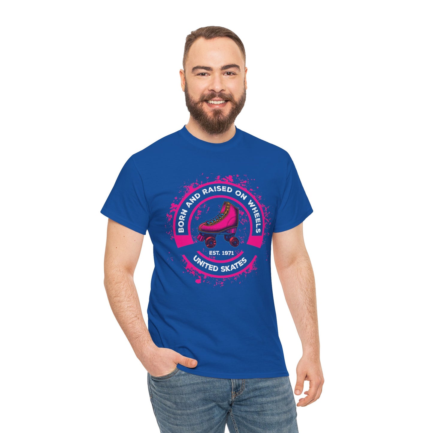 Adult "Born & Raised on Wheels" Roller Skating T-Shirt
