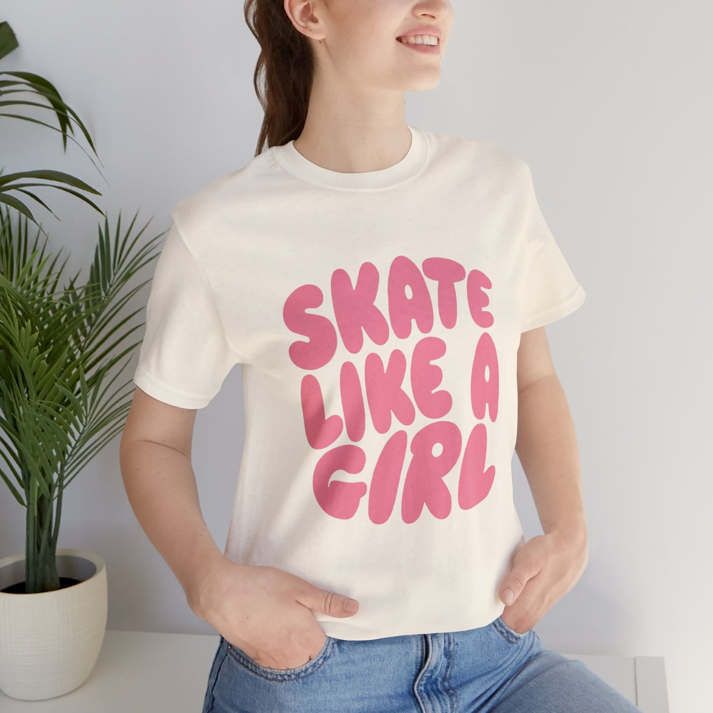 Women's "Skate Like A Girl" Roller Skate Graphic Cotton T-Shirt