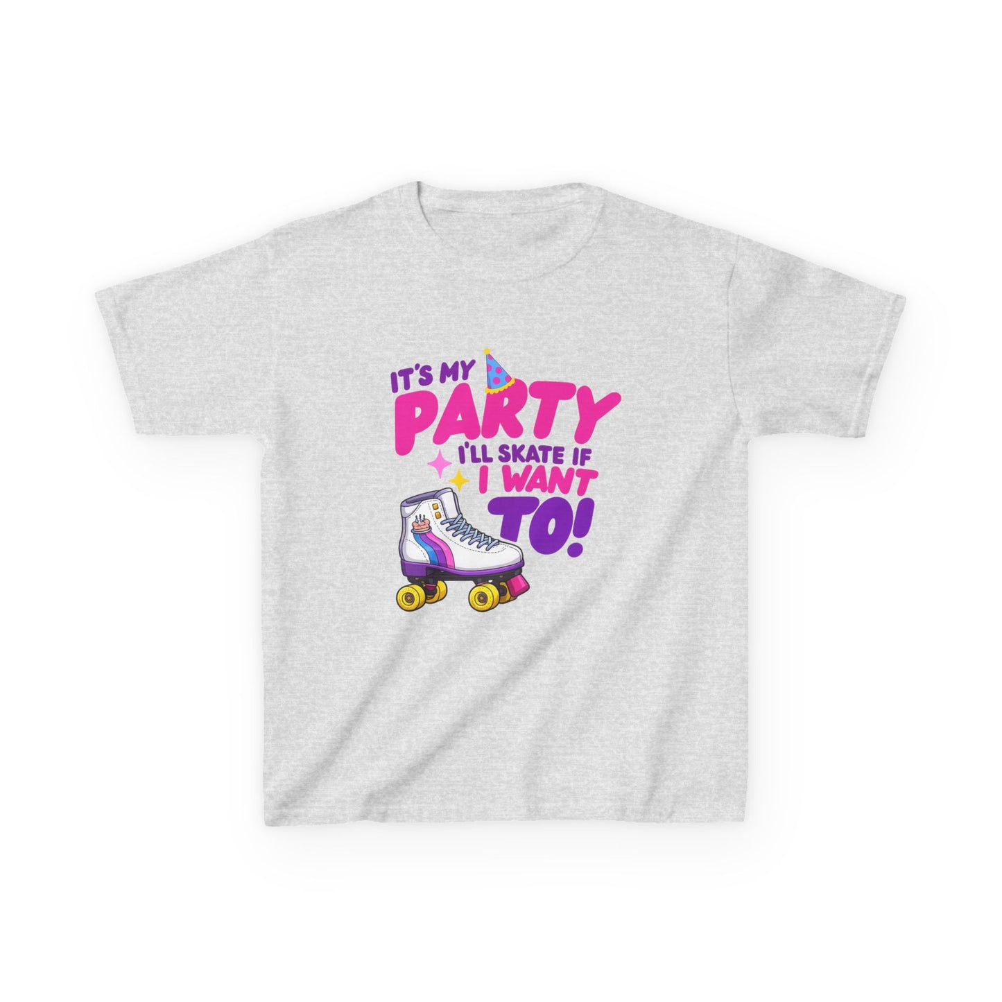 Girl's  Birthday Roller Skating T-Shirt - It's My Party I'll Skate If I Want To - Shirt for Kids