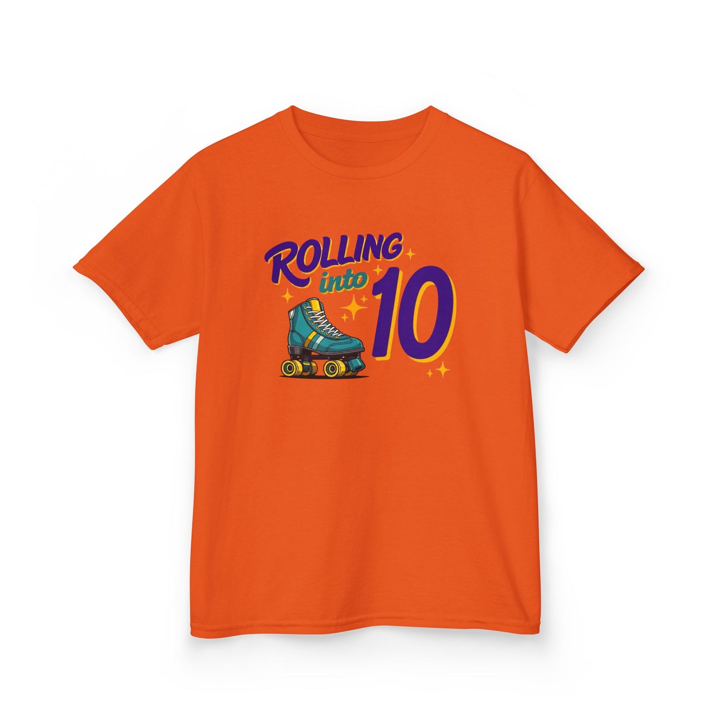 Kid's "Rolling Into 10" Birthday T-Shirt for 10 Year Old Child, Roller Skating Tee