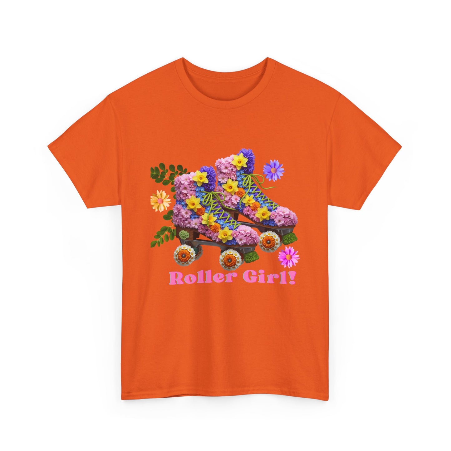 Roller Girl Floral Skate T-Shirt - Adult Roller Skate Graphic T-Shirt – 100% Cotton