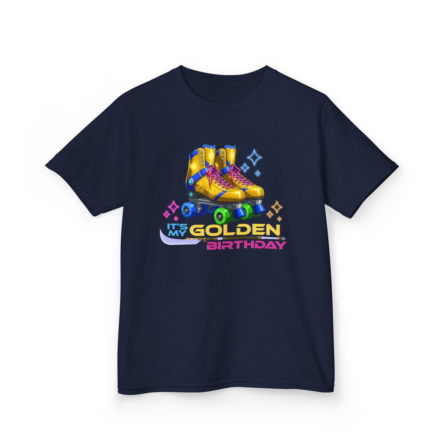 Kid's Birthday Roller Skating T-Shirt - It's My Golden Birthday - Party, Streetwear, Shirt for Boys and Girls