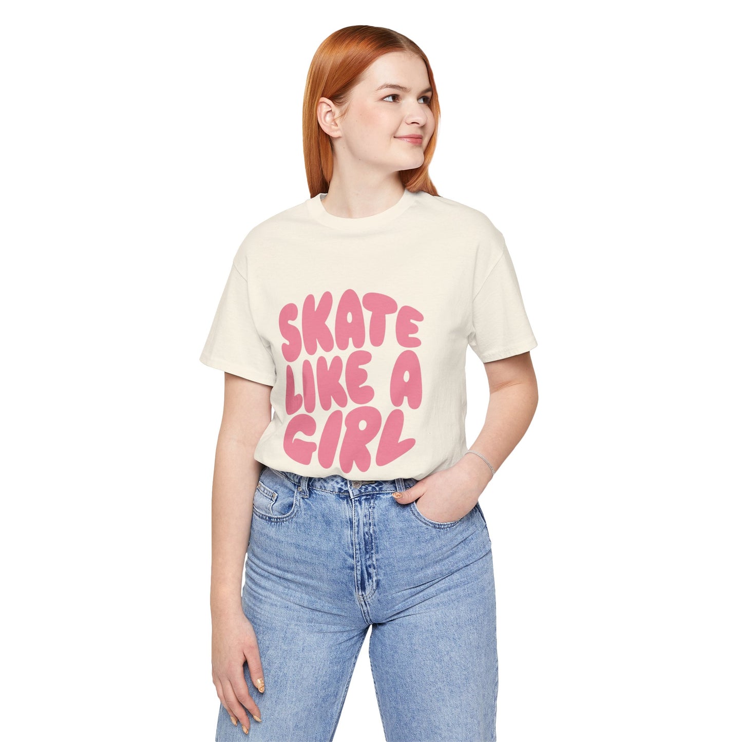 Women's "Skate Like A Girl" Roller Skate Graphic Cotton T-Shirt