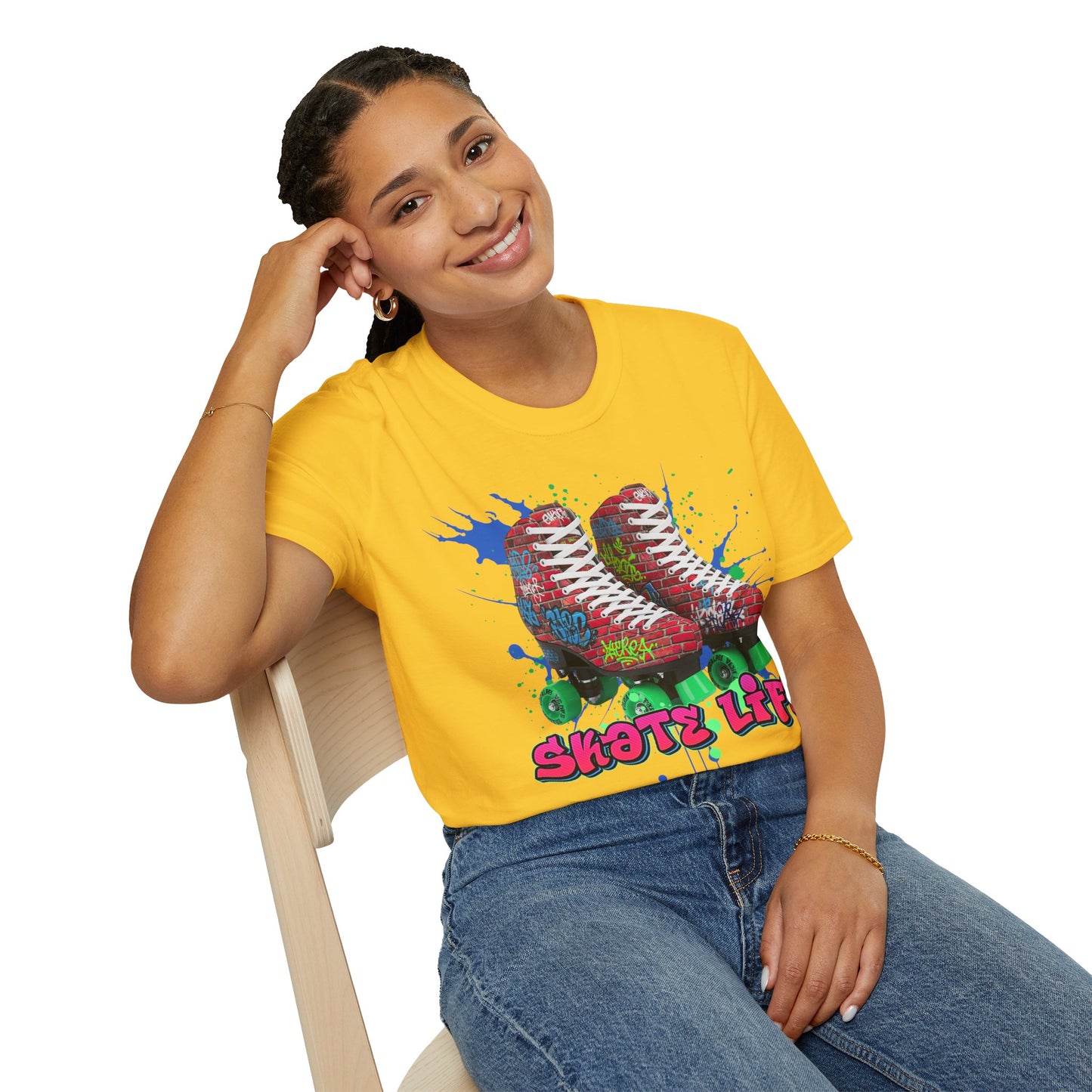 Adult "Skate Life" Paint Splattered Skates T-Shirt - United Skates of America - Tampa, FL