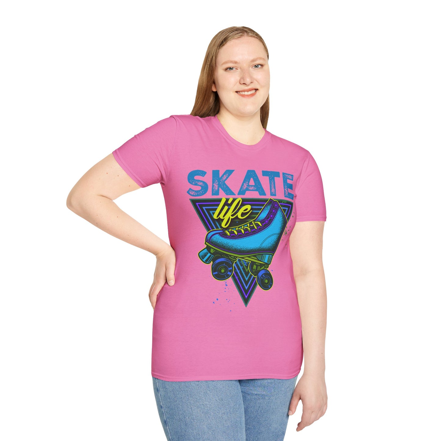 Tampa FL - Adult "Skate Life" Roller Skater T-Shirt (Blue Graphic)