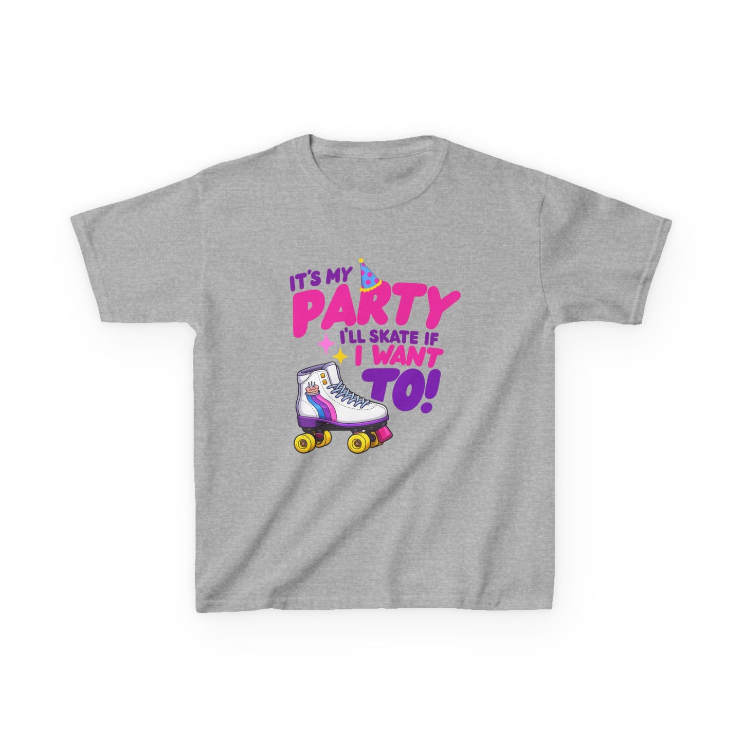 Girl's  Birthday Roller Skating T-Shirt - It's My Party I'll Skate If I Want To - Shirt for Kids
