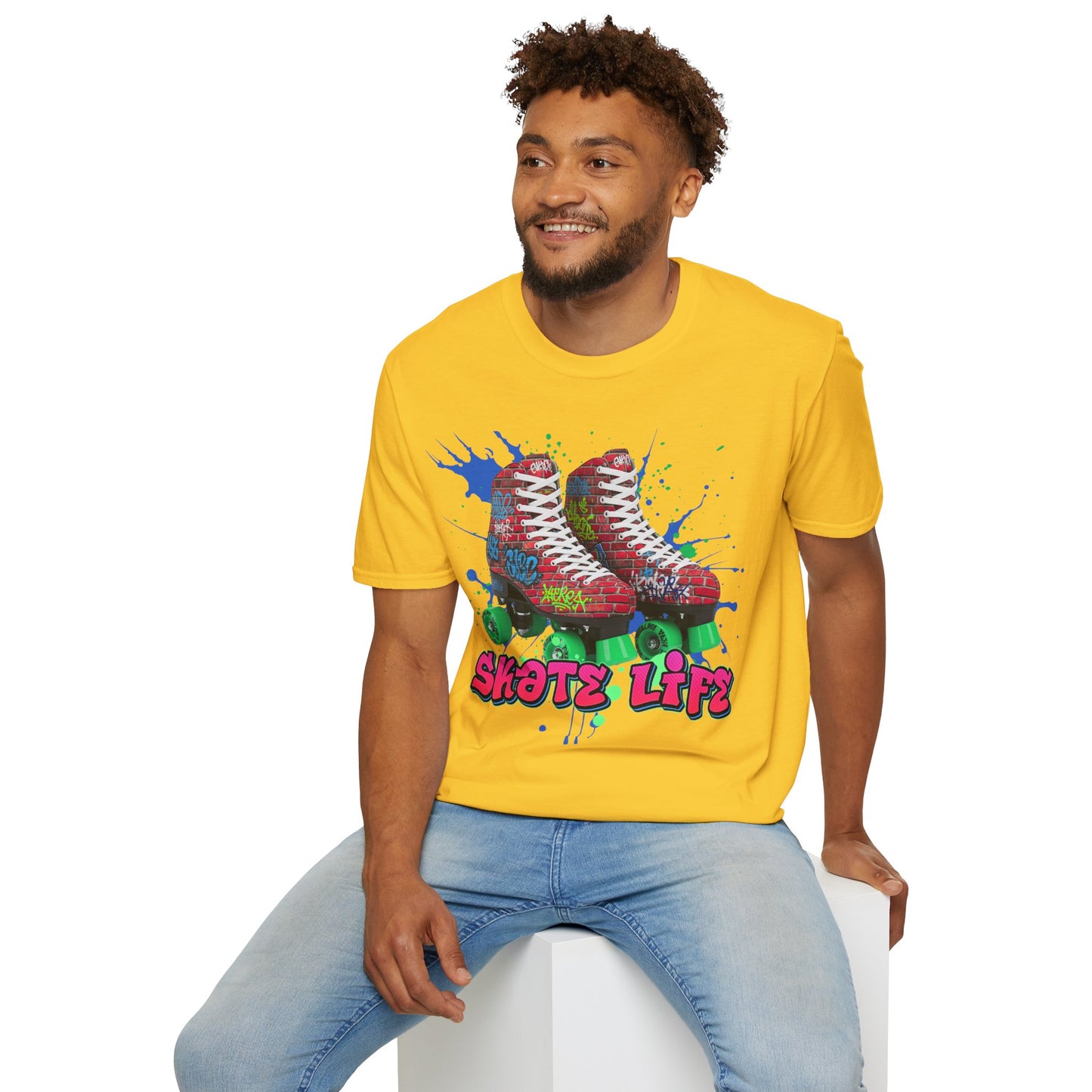 Adult "Skate Life" Paint Splattered Skates T-Shirt - Skateland - Indianapolis, IN