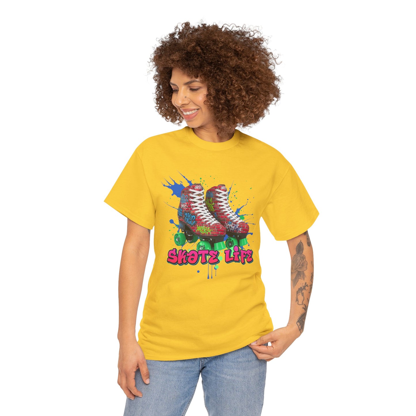 Adult Retro Roller Skating T-Shirt - Skate Life - Graffiti Style Graphic Tee for Skaters