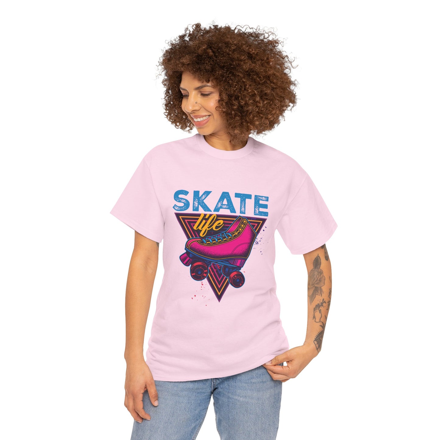 Adult Roller Skating T-Shirt - "Skate Life" - Pink Graphic