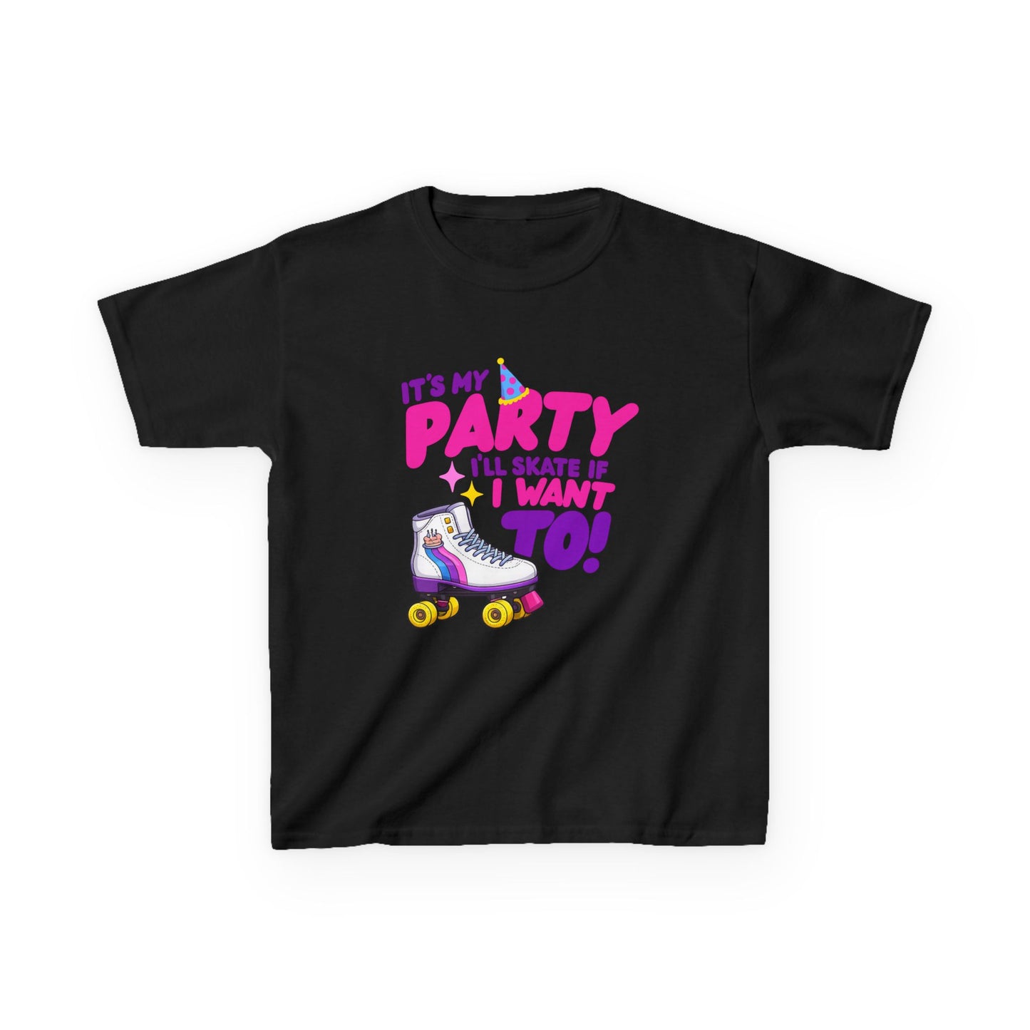 Girl's  Birthday Roller Skating T-Shirt - It's My Party I'll Skate If I Want To - Shirt for Kids