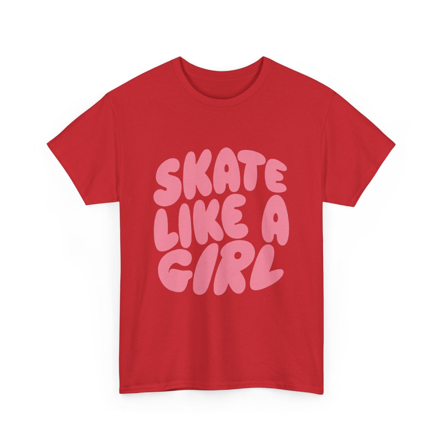 Women's Roller Skating T-Shirt - Skate Like A Girl - Bubble Letter Tee for Skaters