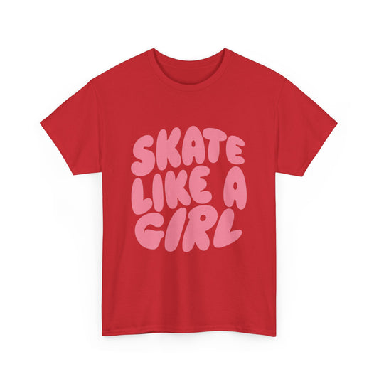 Women's Roller Skating T-Shirt - Skate Like A Girl - Bubble Letter Tee for Skaters