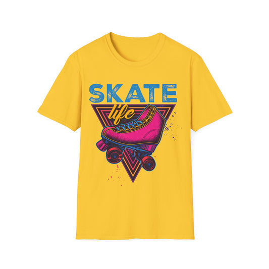 Great Skate - Adult "Skate Life" Roller Skater T-Shirt (Pink Graphic)