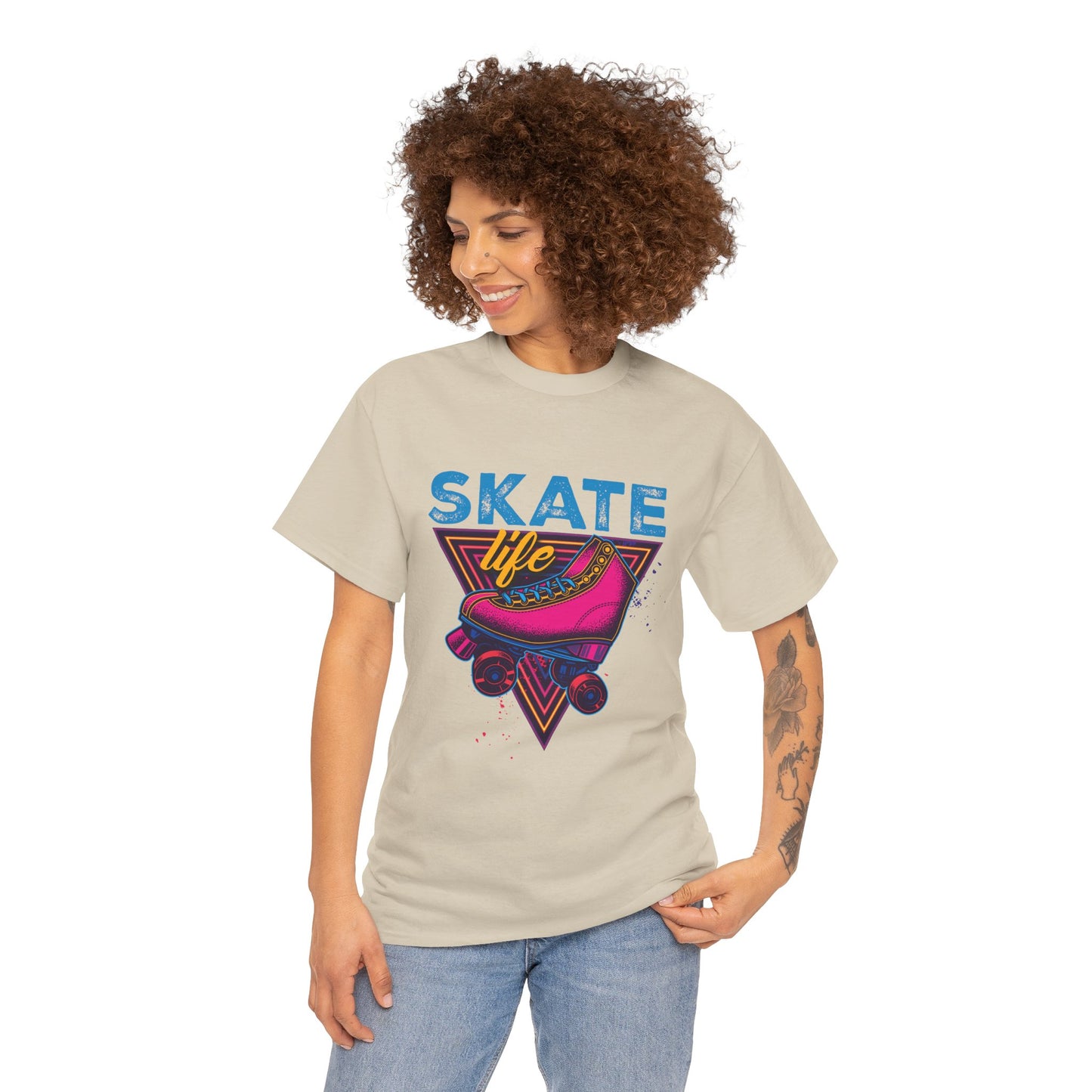 Adult Roller Skating T-Shirt - "Skate Life" - Pink Graphic