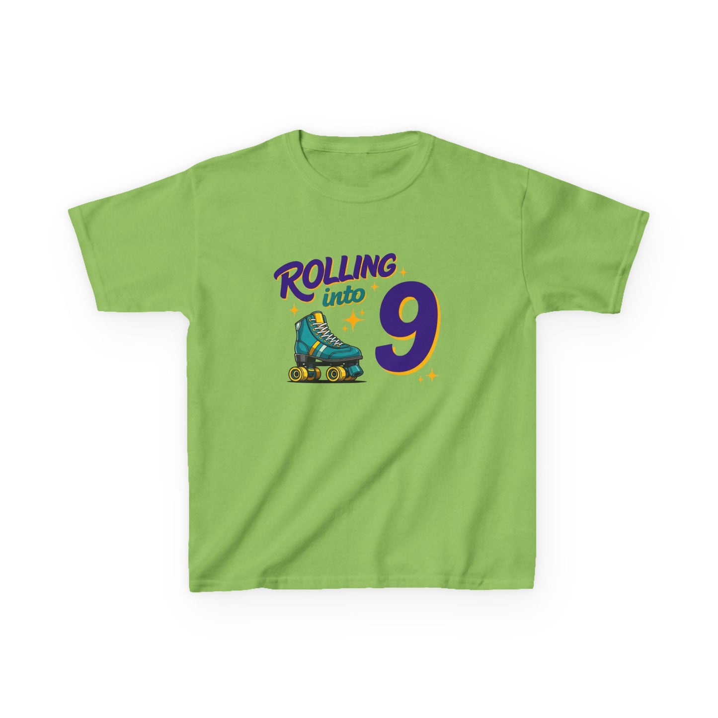 Kid's "Rolling Into 9" Birthday T-Shirt for 9 Year Old Child, Roller Skating Tee