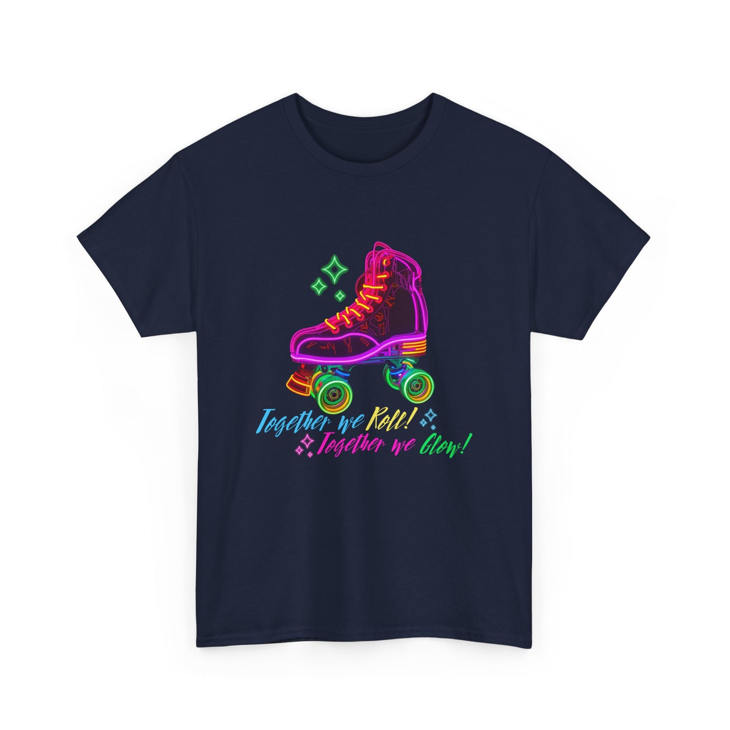 Adult Roller Skating T-Shirt "Together We Roll, Together We Glow" Retro Neon Tee