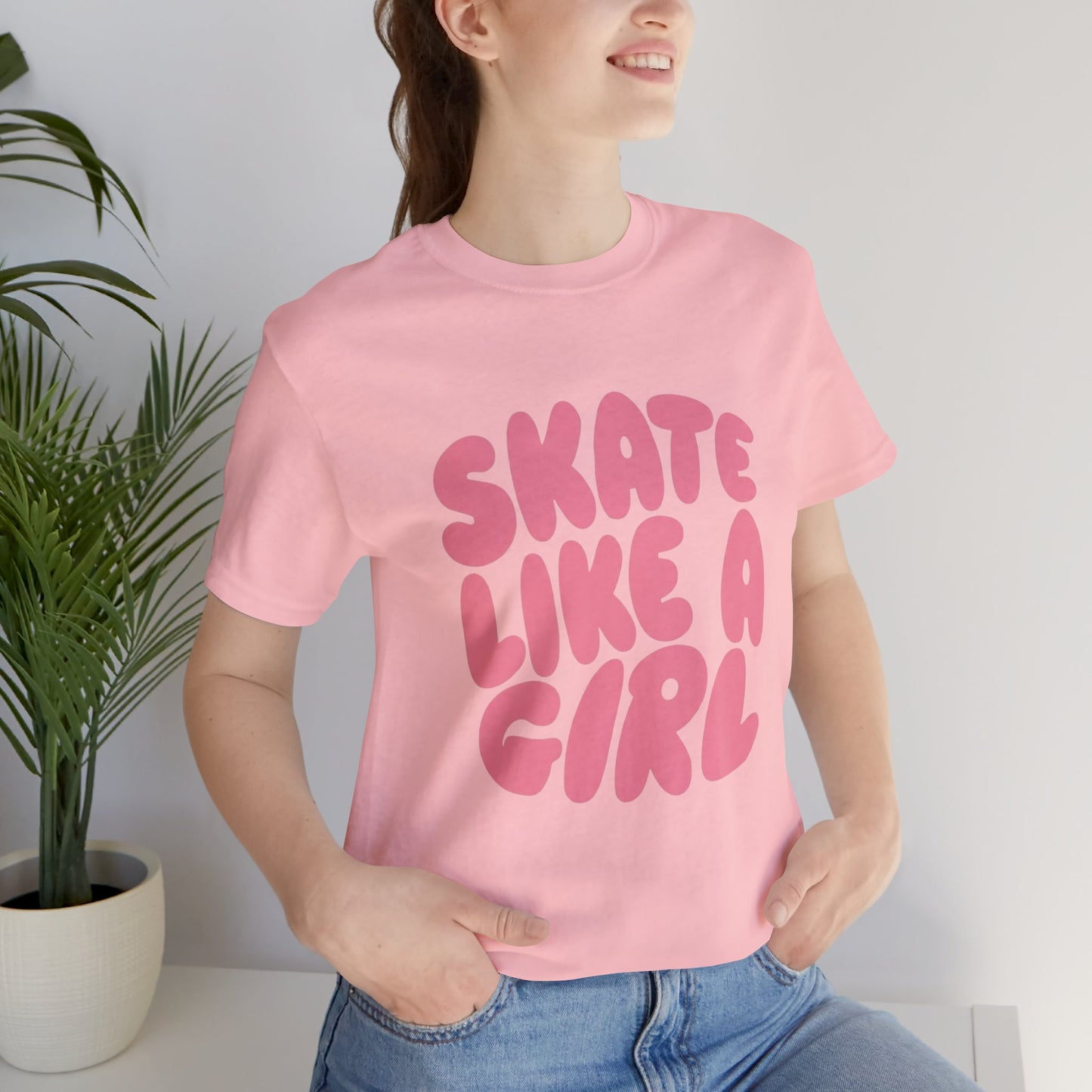 Women's "Skate Like A Girl" Roller Skate Graphic Cotton T-Shirt
