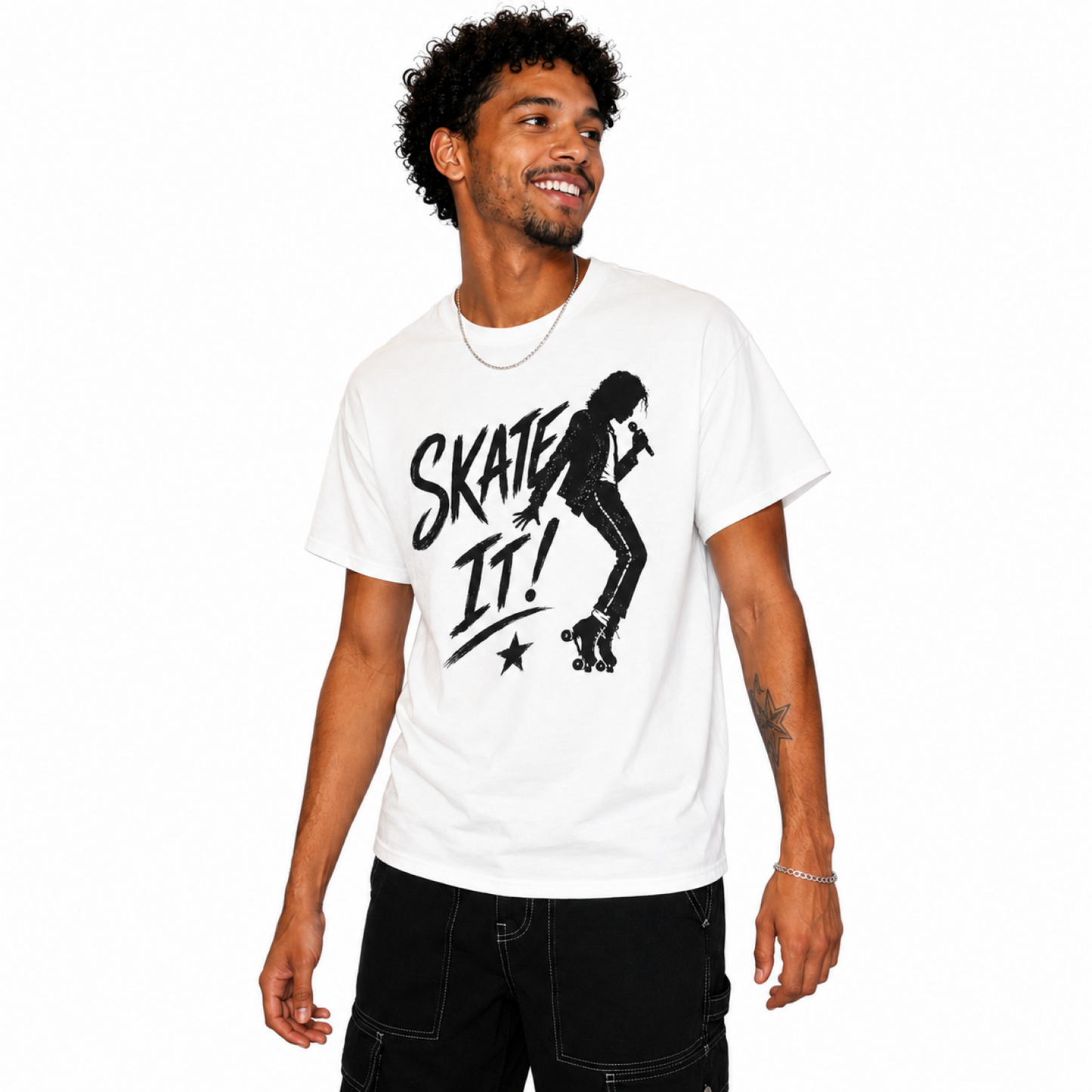 Skate the Night Away T-Shirt – Retro Roller Skating Graphic Unisex Shirt