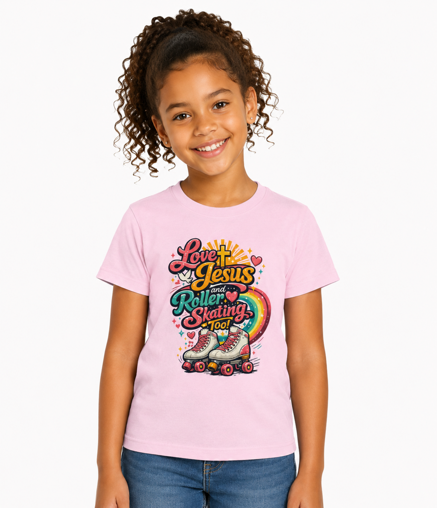 Love Jesus Roller Skating T-Shirt - Kids Christian Roller Skate Tee